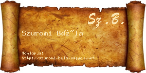 Szuromi Béla névjegykártya